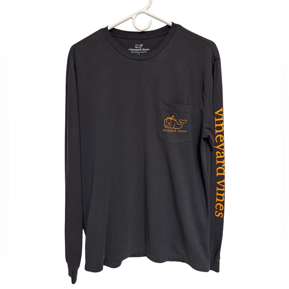 Vineyard Vines Pumpkin Whale Fall Logo Long Sleeve Pocket Tee Women’s Medium
